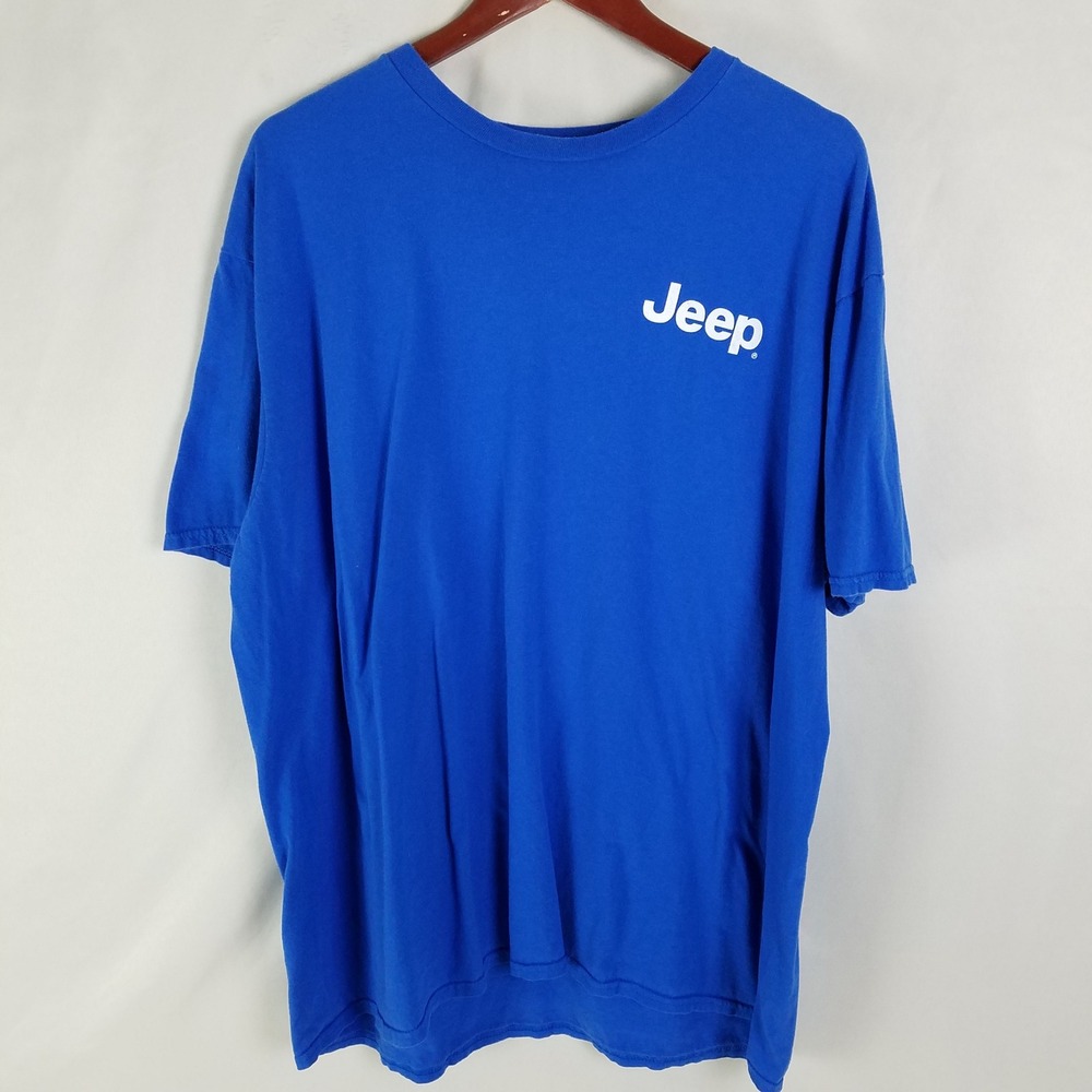 Mens Jeep Shirt Blue Graphic Print‎ Short Sleeve XXL Cotton Beach Wave Adventure